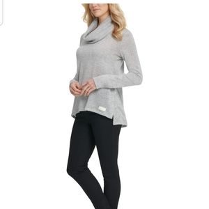 DKNY Heathered Gray Cowel Neck Sweater